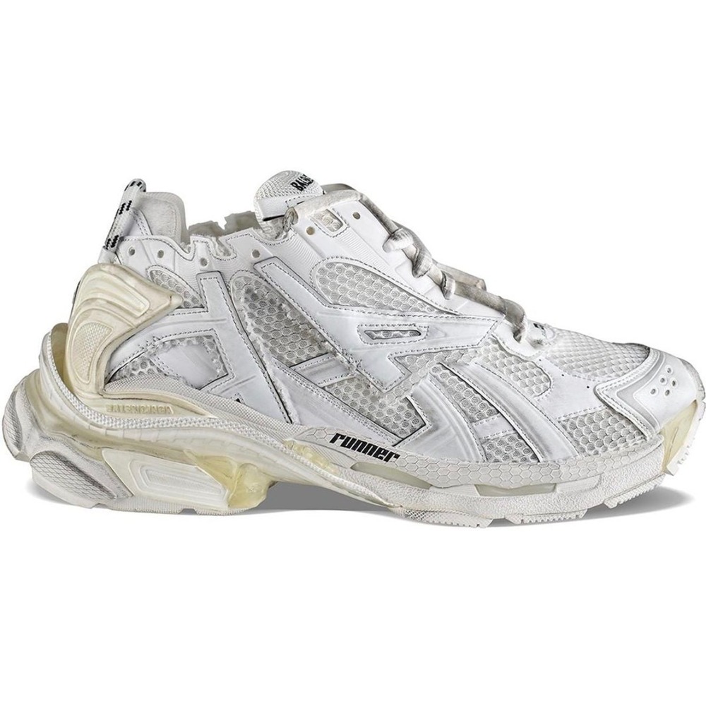 New! Balenciaga Runner Sneakers White Distressed Mesh Leather Sz 43 US 10$1,150